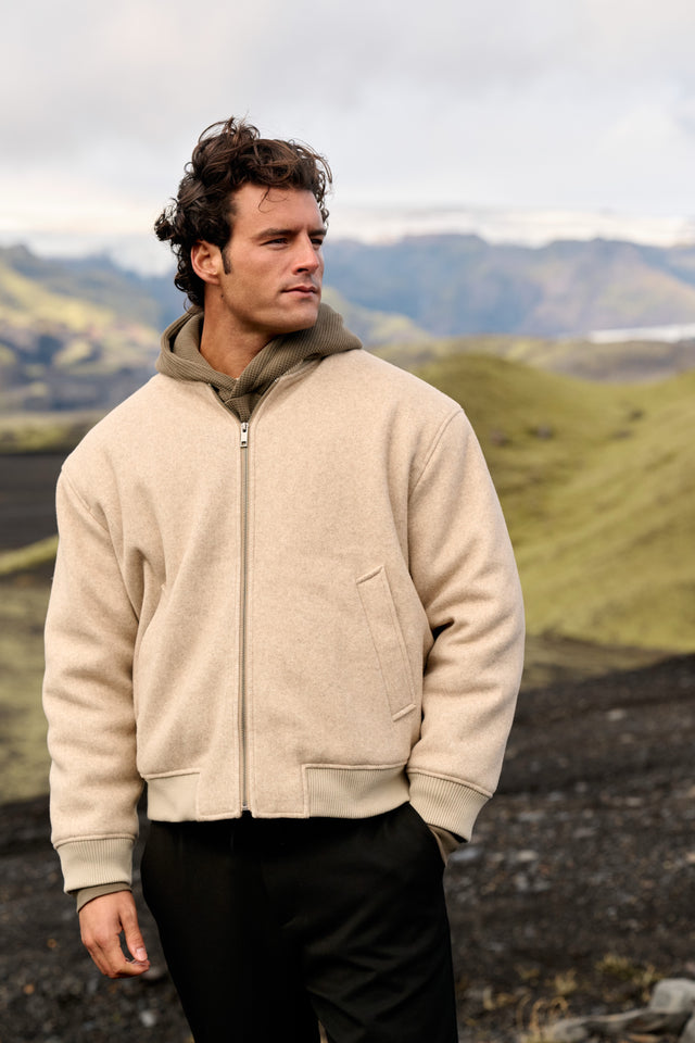 Soft Bomber Jacket - Sand Melange