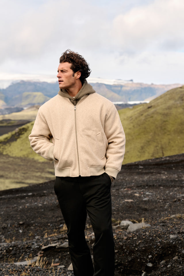 Soft Bomber Jacket - Sand Melange