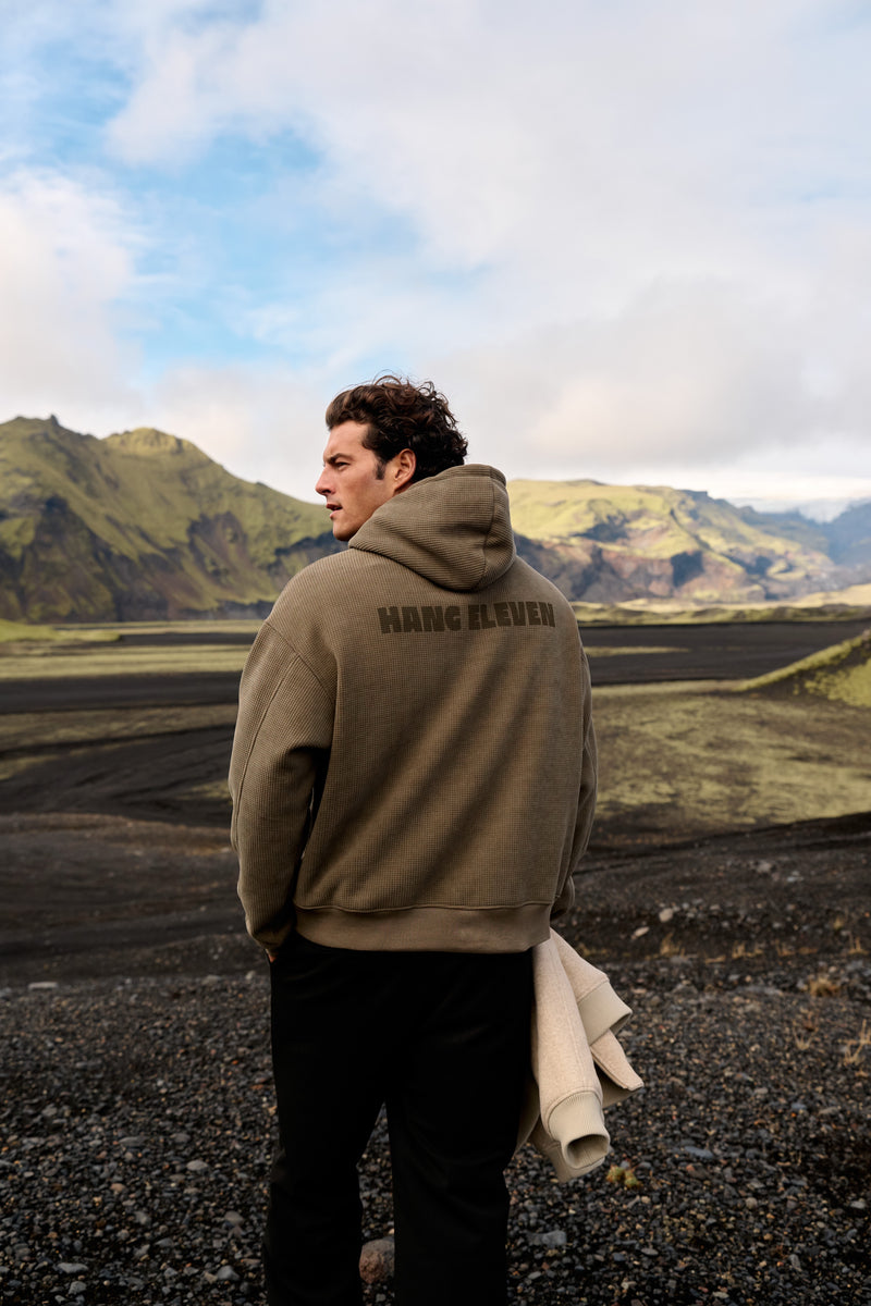 Waffle Artwork Hoodie - Light Brown