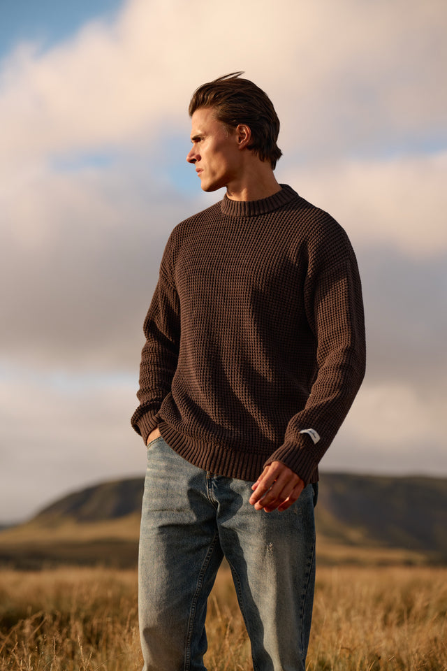 Clean Waffle Knit - Dark Brown