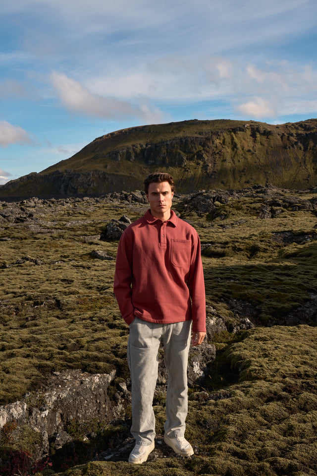 Vintage Washed Pocket Polo - Red
