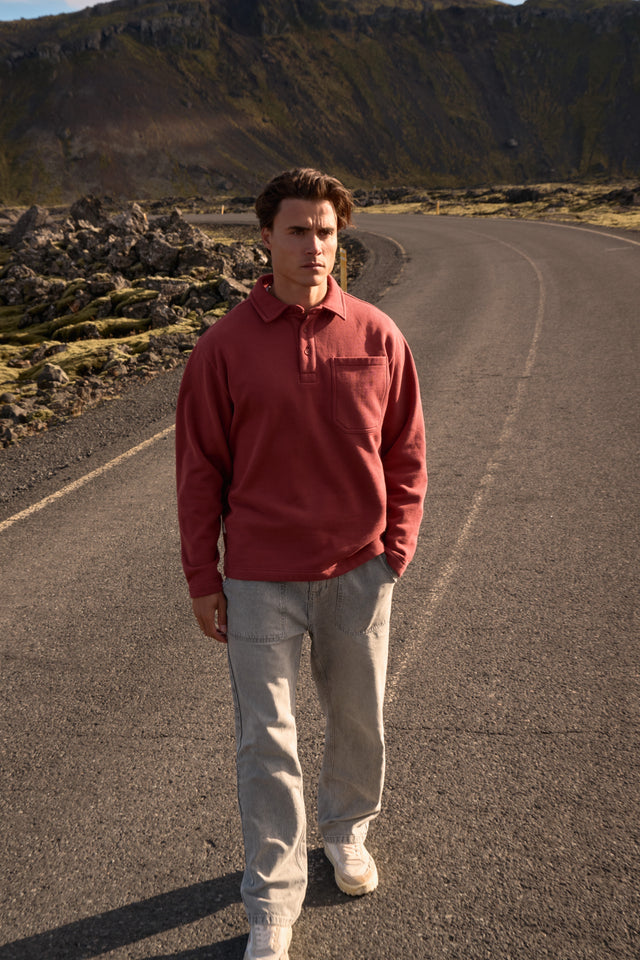 Vintage Washed Pocket Polo - Red