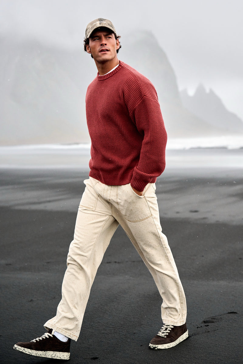 Clean Cable Knit - Deep Red