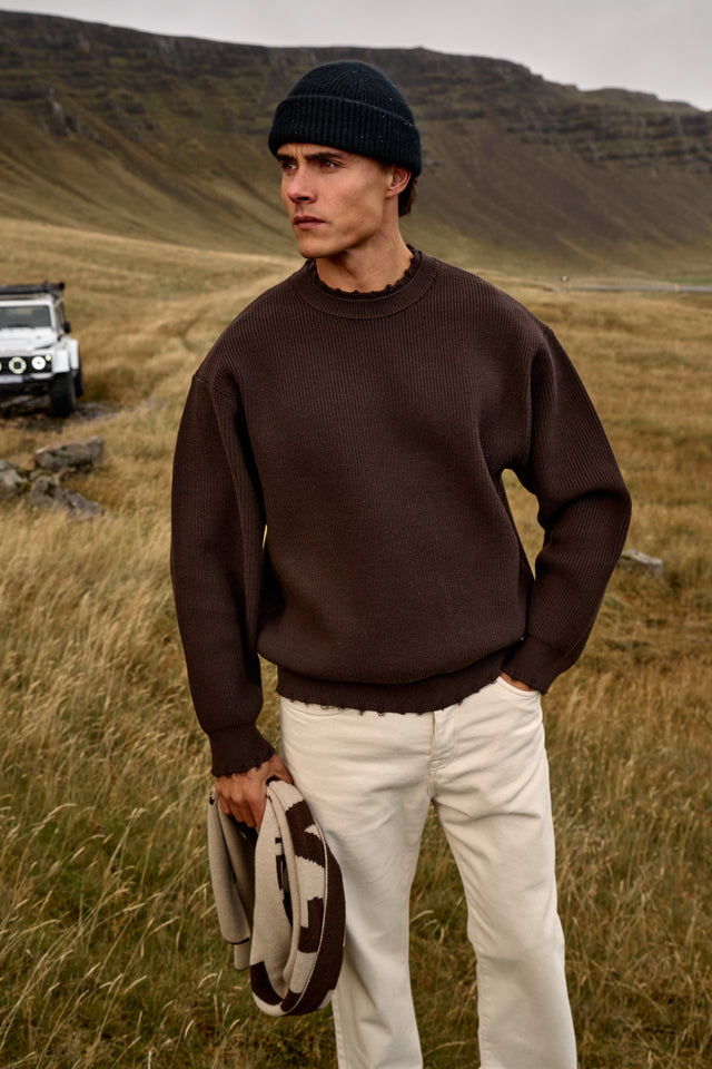 Raw Edge Knit - Brown