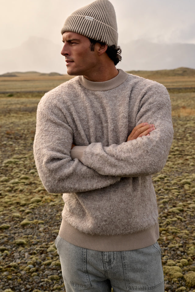 Bouclé Knit Crewneck - Dark Sand