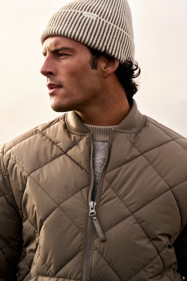 Quilted Bomber Jacket - Dark Sand