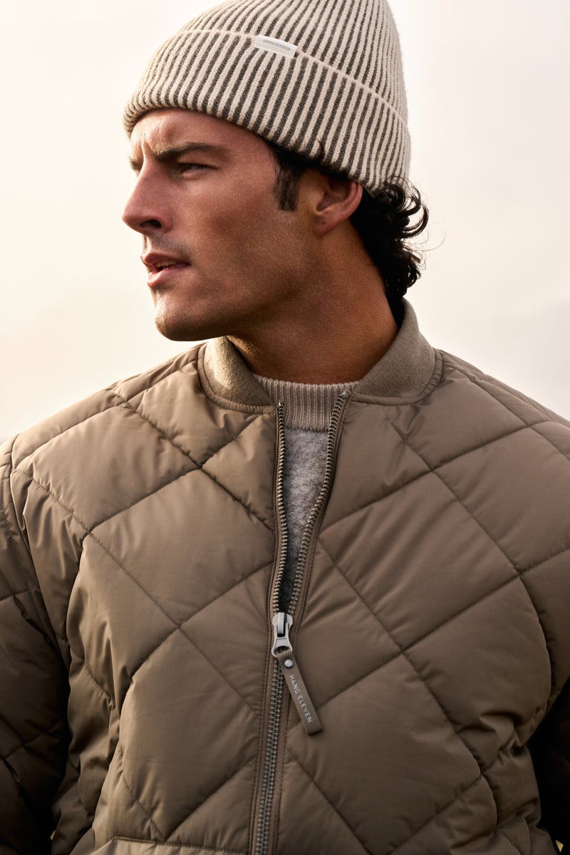Quilted Bomber Jacket - Dark Sand