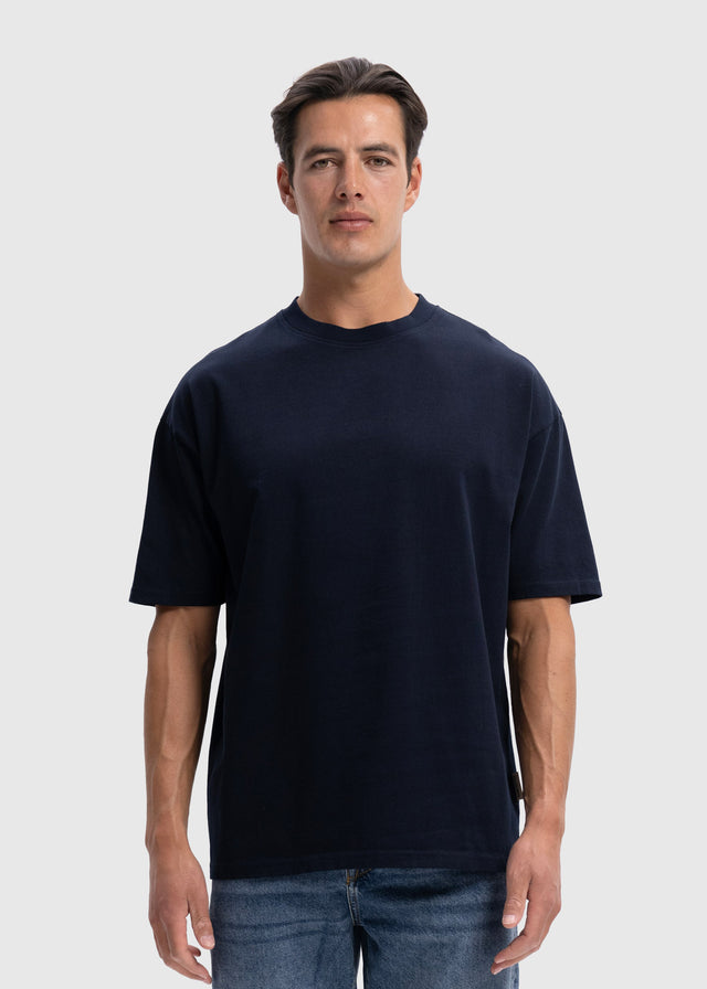 Schweres, übergroßes Premium-T-Shirt – Marineblau