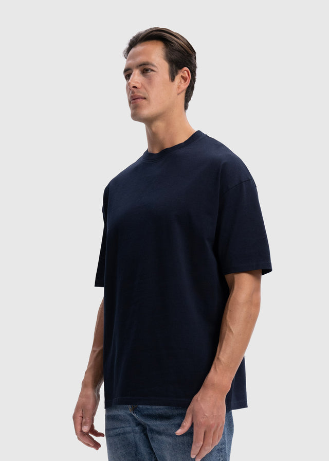 Schweres, übergroßes Premium-T-Shirt – Marineblau