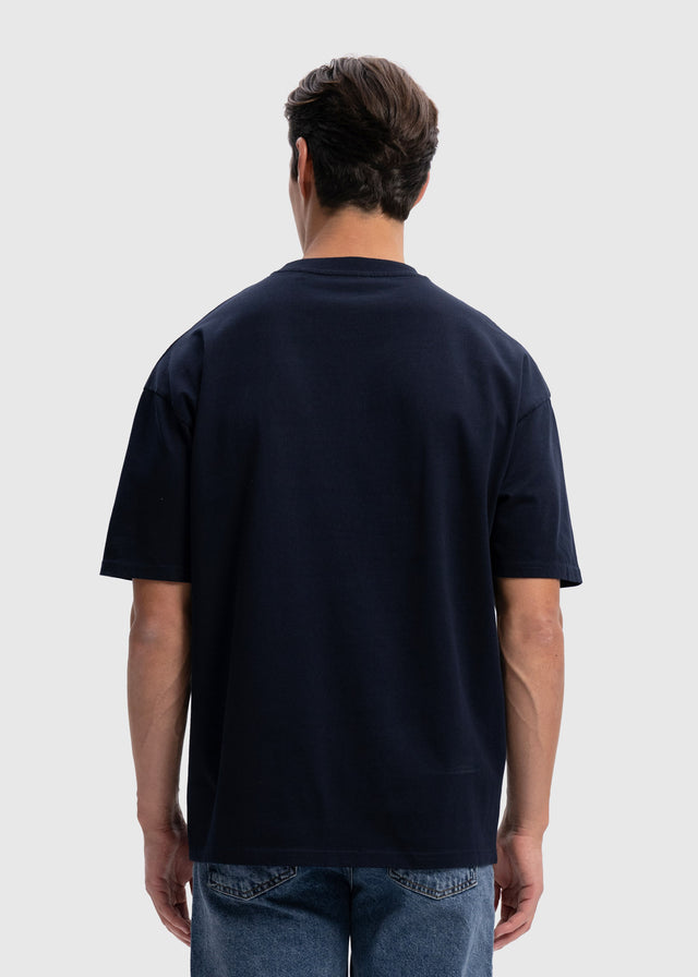 Schweres, übergroßes Premium-T-Shirt – Marineblau