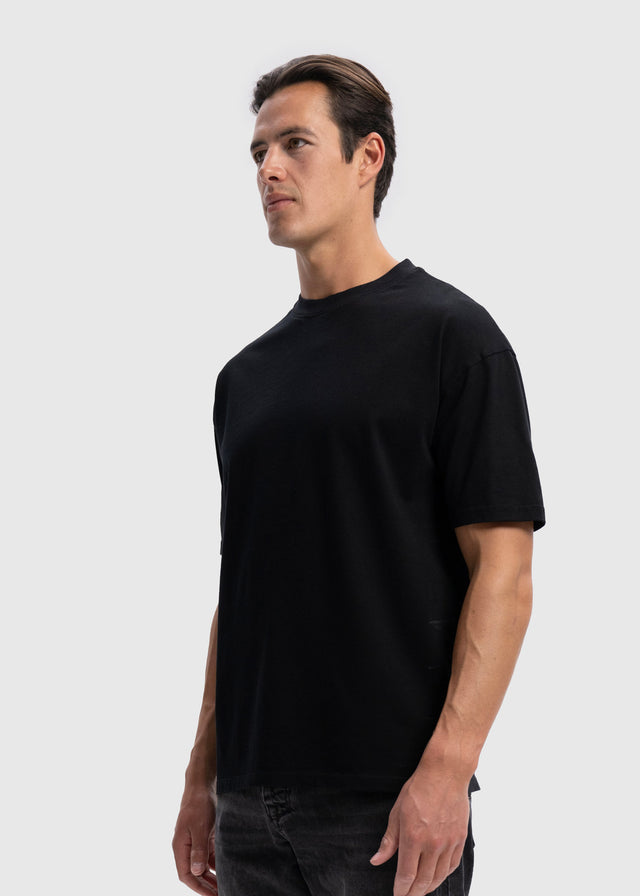 Schweres, übergroßes Premium-T-Shirt – Schwarz