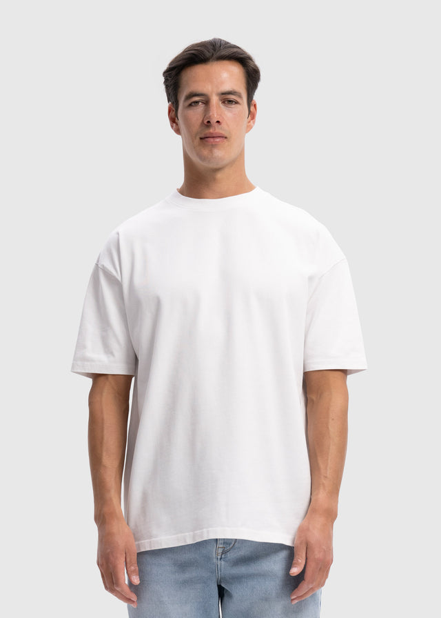 Schweres, übergroßes Premium-T-Shirt – Weiß