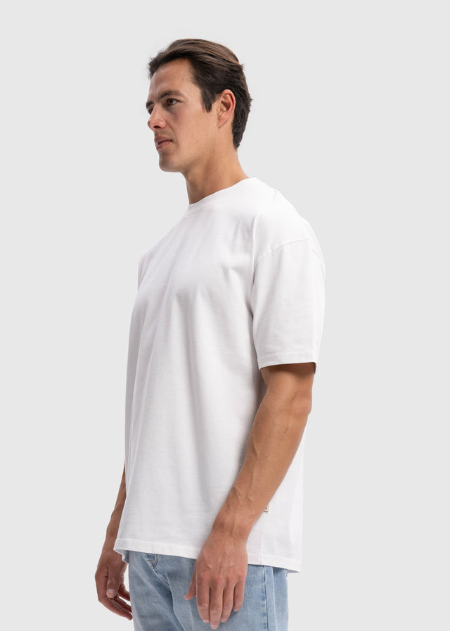 Schweres, übergroßes Premium-T-Shirt – Weiß