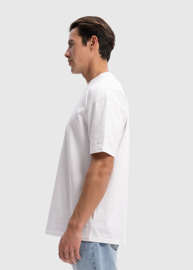Schweres, übergroßes Premium-T-Shirt – Weiß