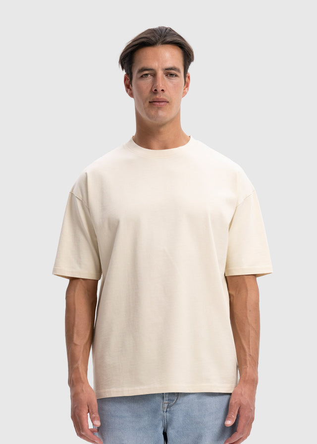 Schweres, übergroßes Premium-T-Shirt – Sand