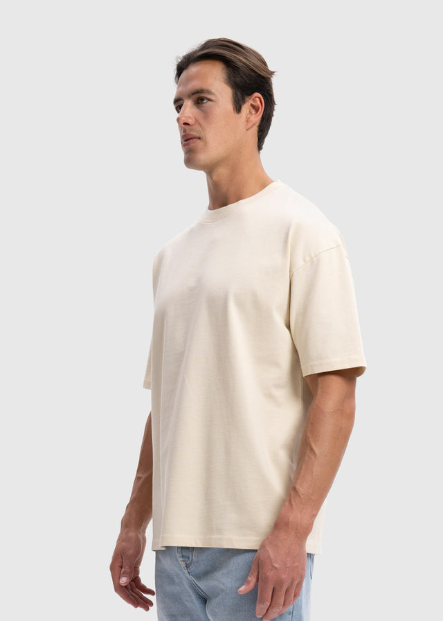 Schweres, übergroßes Premium-T-Shirt – Sand