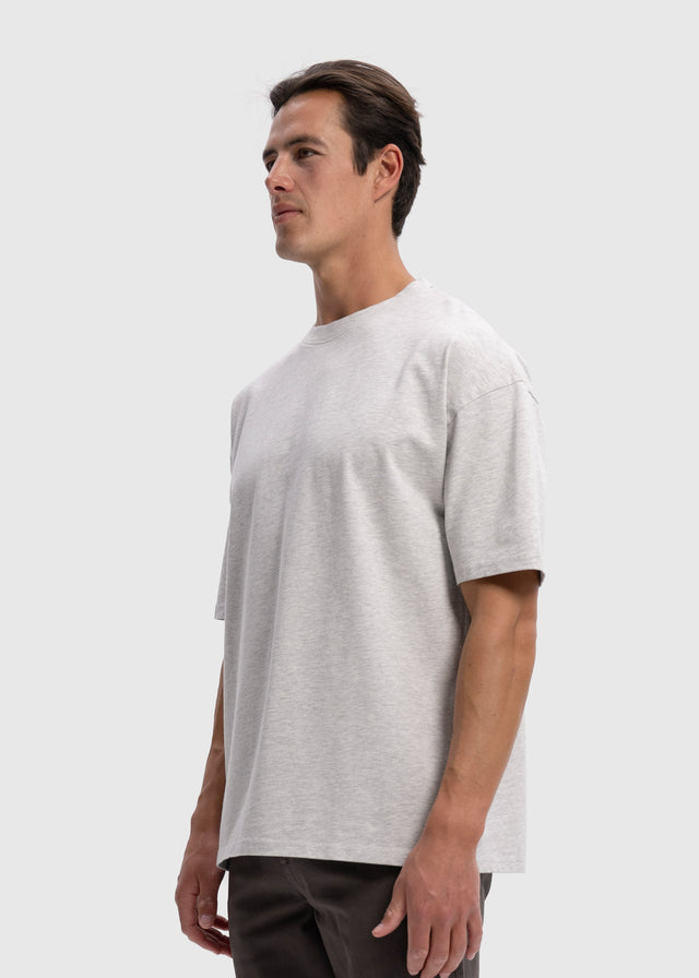 T-shirt épais et surdimensionné de qualité supérieure – Gris chiné