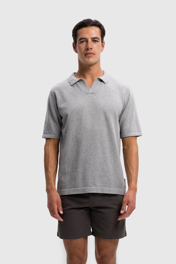 Knitted Polo - Grey Melange