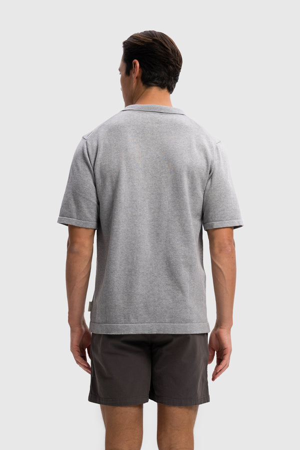 Knitted Polo - Grey Melange