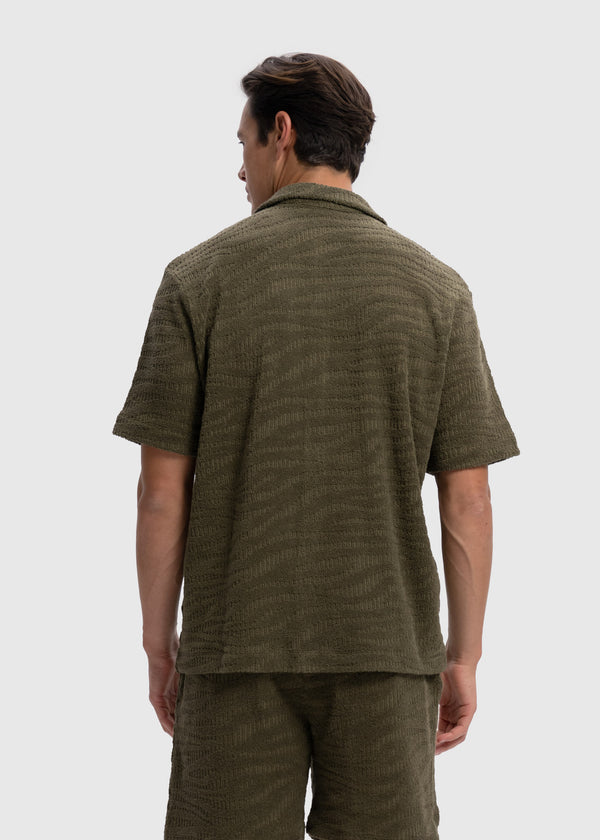 Terry Jacquard Shirt - Olive Green