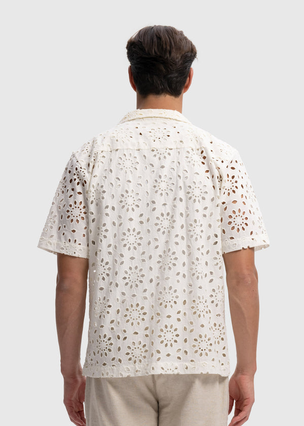 Flower Crochet Shirt - White Sand