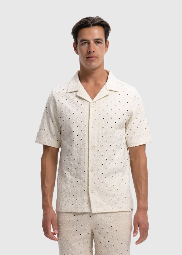 Crochet Sunrise Shirt - White Sand