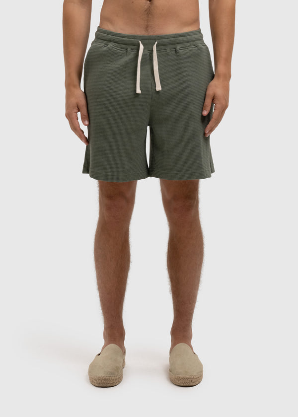 Waffle Short- Dark Sage Green