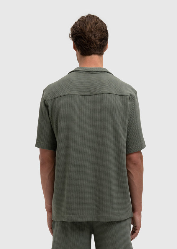 Waffle Shirt- Dark Sage Green