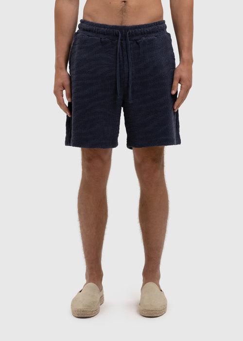 Terry Jacquard Short - Navy Blue