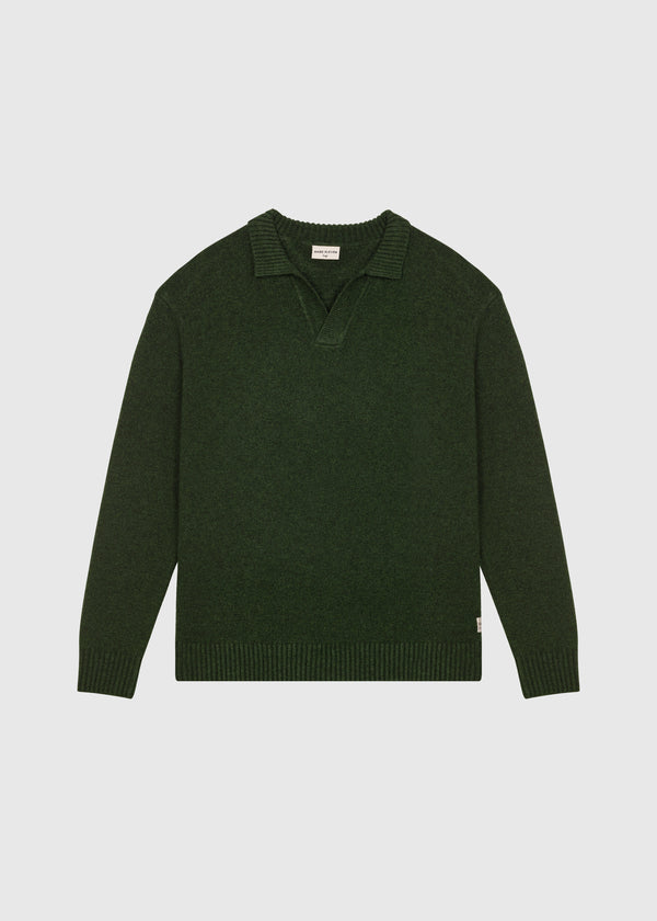 Heavy Knit Polo - Dark Green