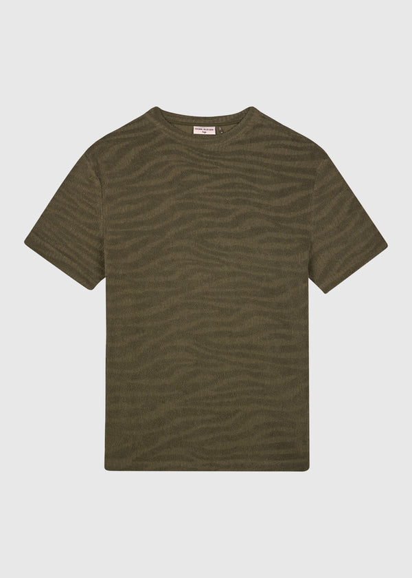 Terry Jacquard Tee - Olive Green