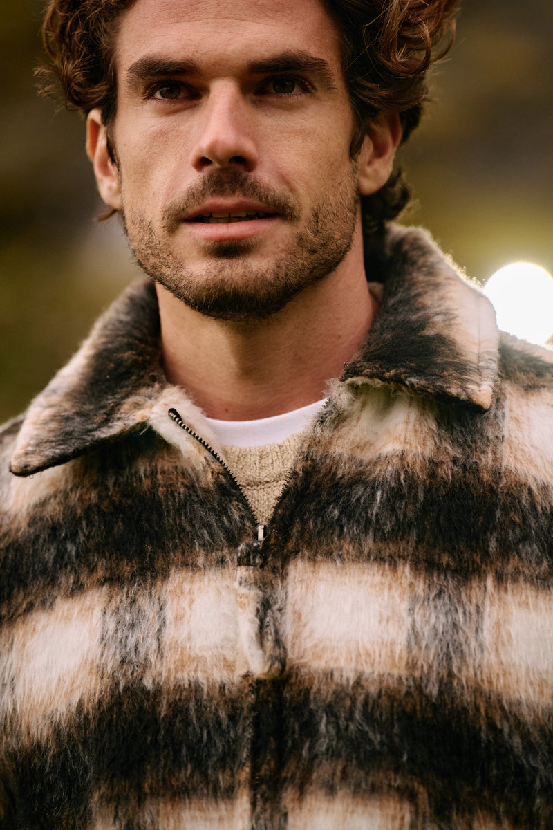 Hairy Check Jacket- Black