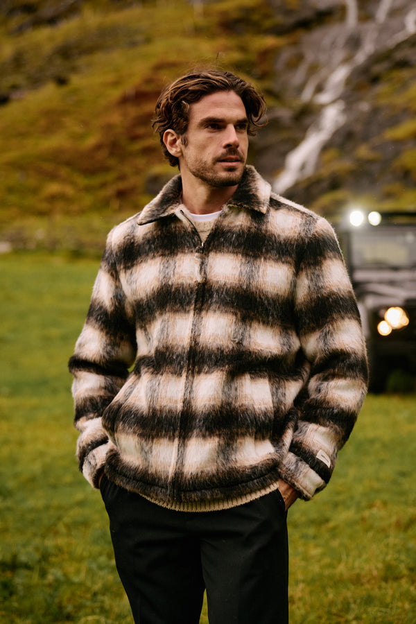 Hairy Check Jacket- Black