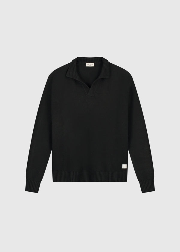 Heavy Knit Polo - Black