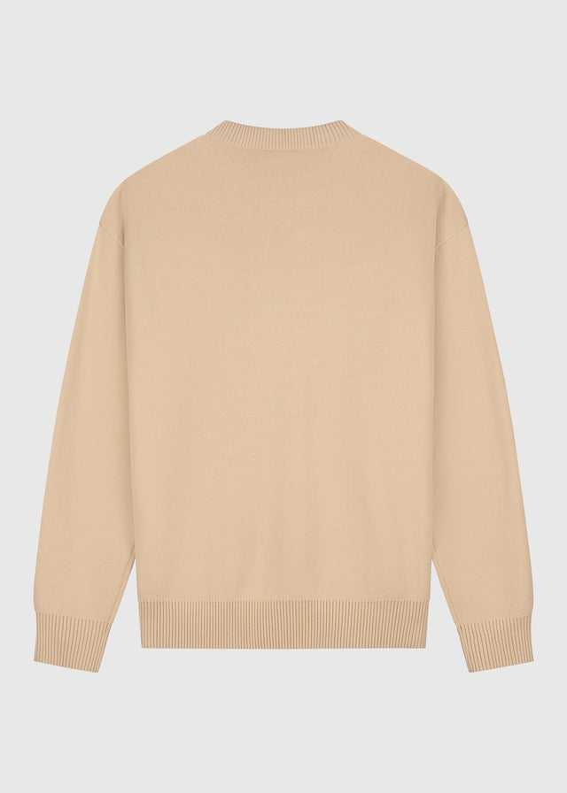 Strickpullover mit schwerem Logo – Sand