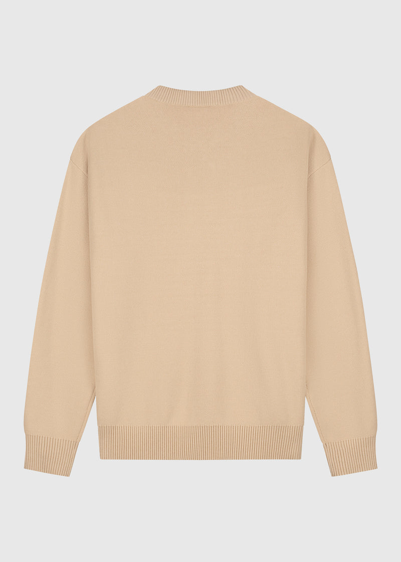 Col rond en tricot à gros logo - Sable
