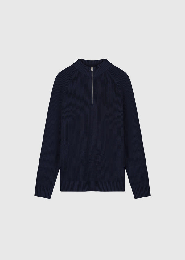 Heavy Knit Half Zip - Navy Blue