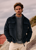 Herringbone Zip Jacket - Navy Blue