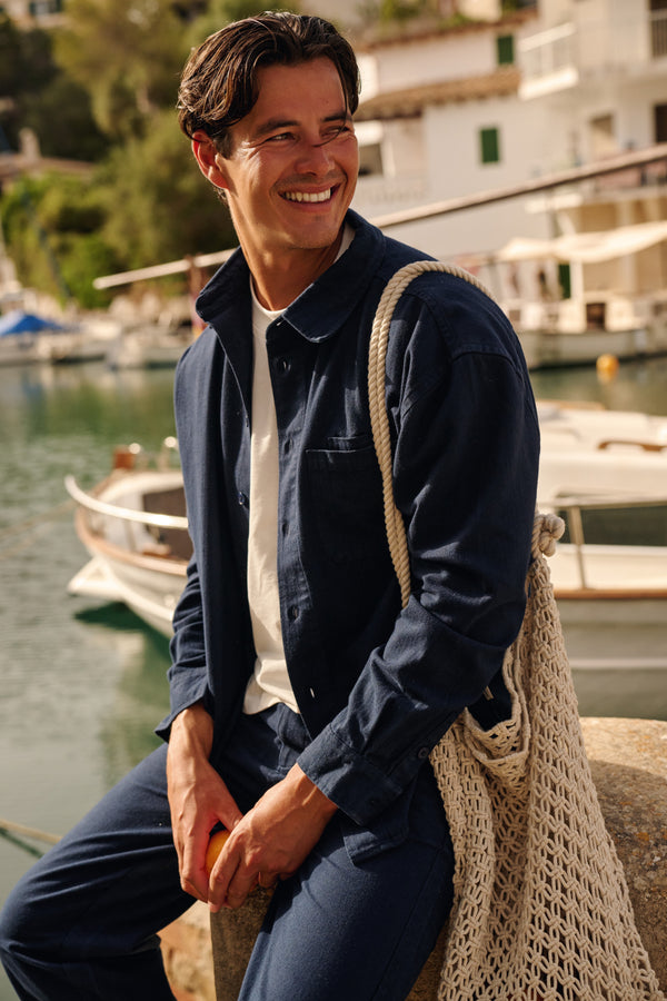 Herringbone Shirt - Navy Blue