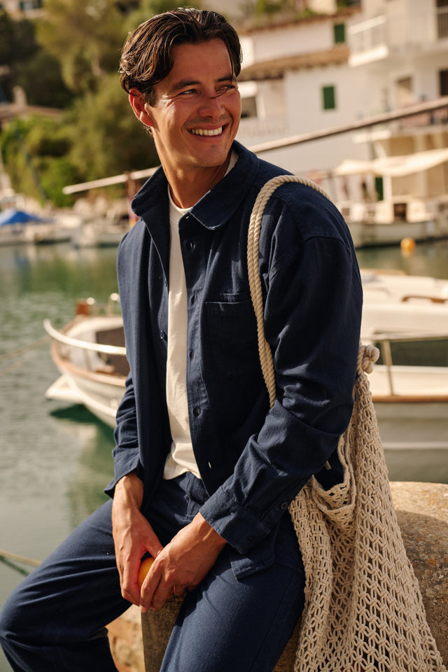 Chemise à chevrons - Bleu marine
