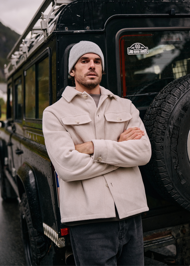 Fischgrät-Jacke – Hellbeige
