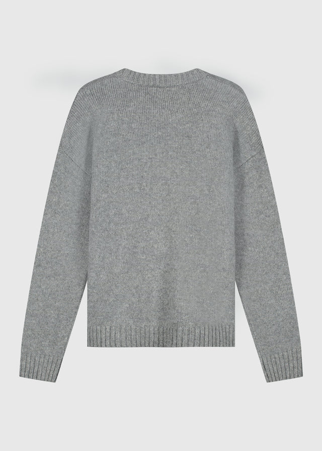 Schwer gestrickter Rundhalsausschnitt – Dunkelgrau