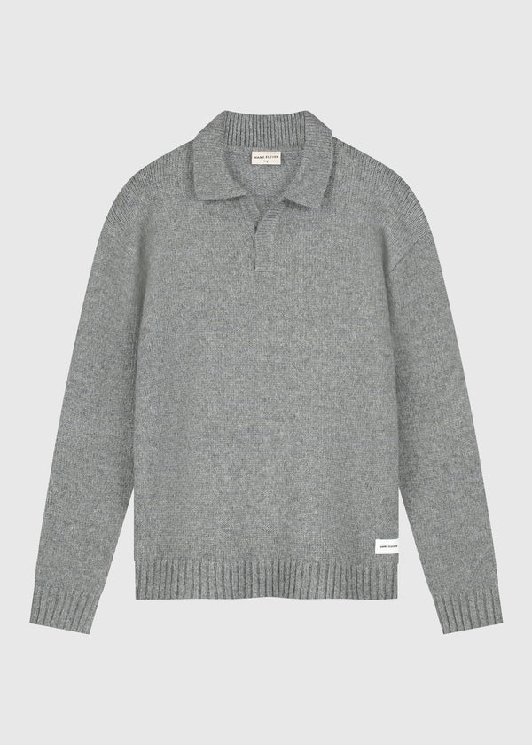 Heavy Knit Polo - Dark Grey