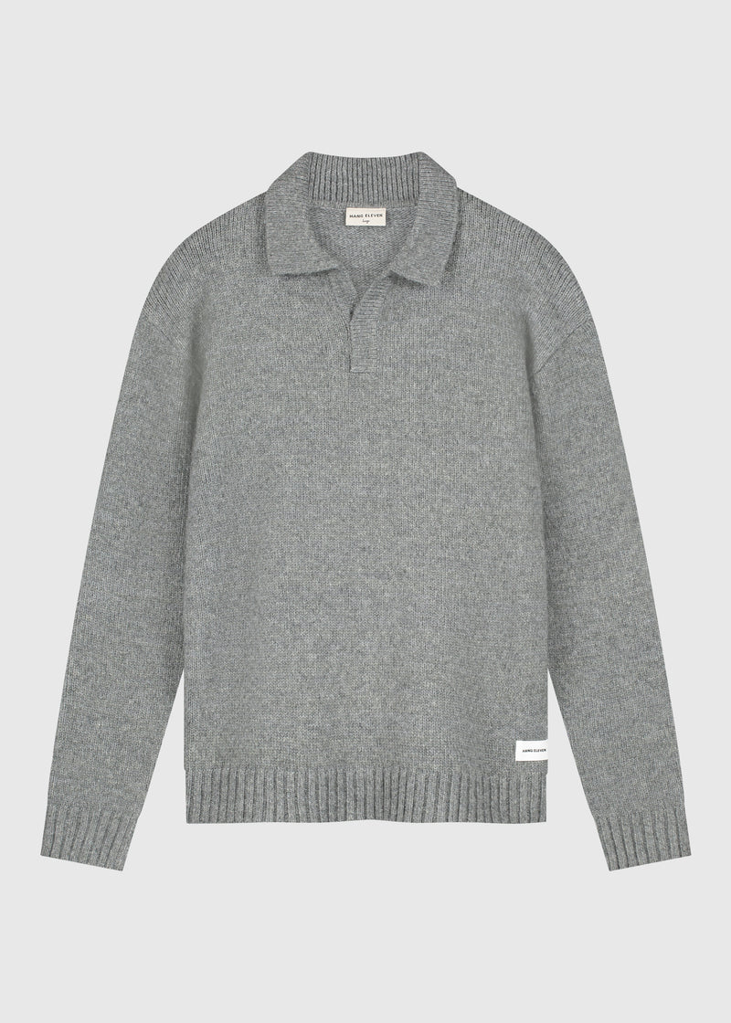 Heavy Knit Polo - Dark Grey