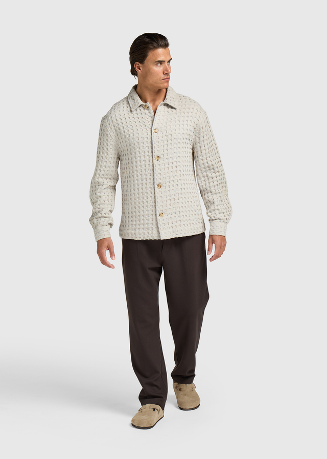 Waffel-Overshirt – Taupe