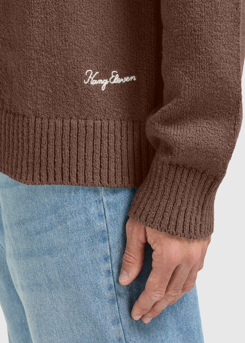 Premium Knit Crewneck - Chocolate Brown