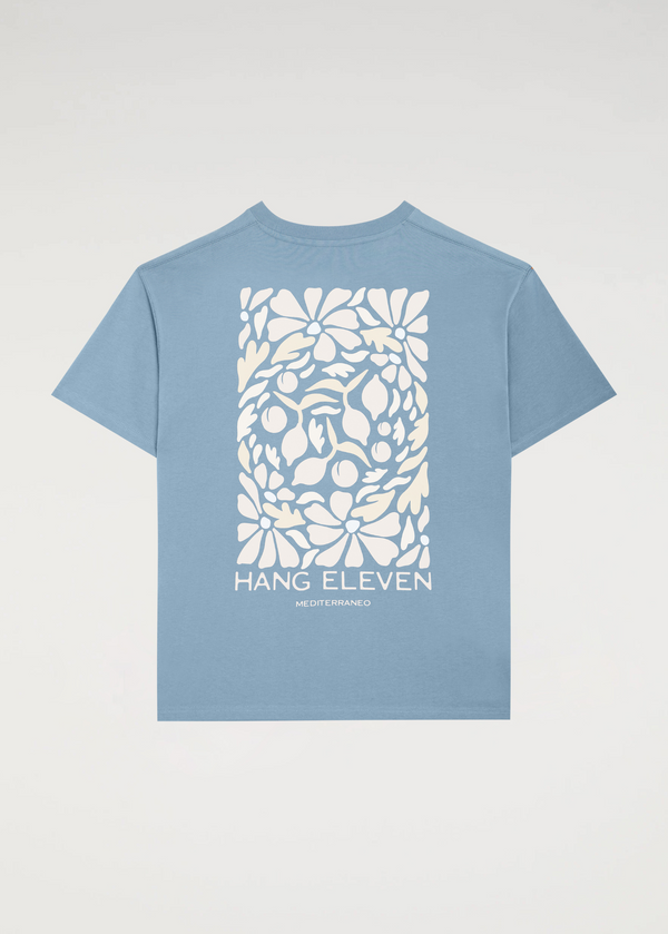 Organic Flower Tee - Dusty Blue