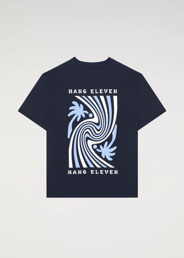 Organic Wavy Palm Tee - Navy