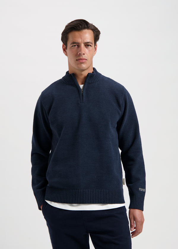 Clean Half Zip Knit - Navy Blue