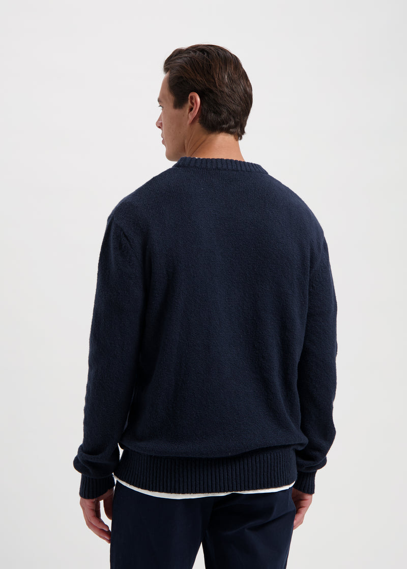 Col rond en tricot de qualité supérieure - Bleu marine
